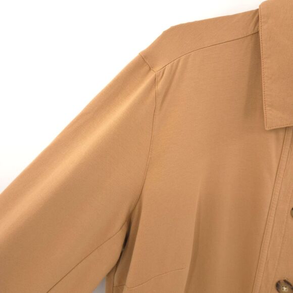 J. Jill stretch knit jacket Size XL barn chore tan cotton button front - Picture 2 of 9